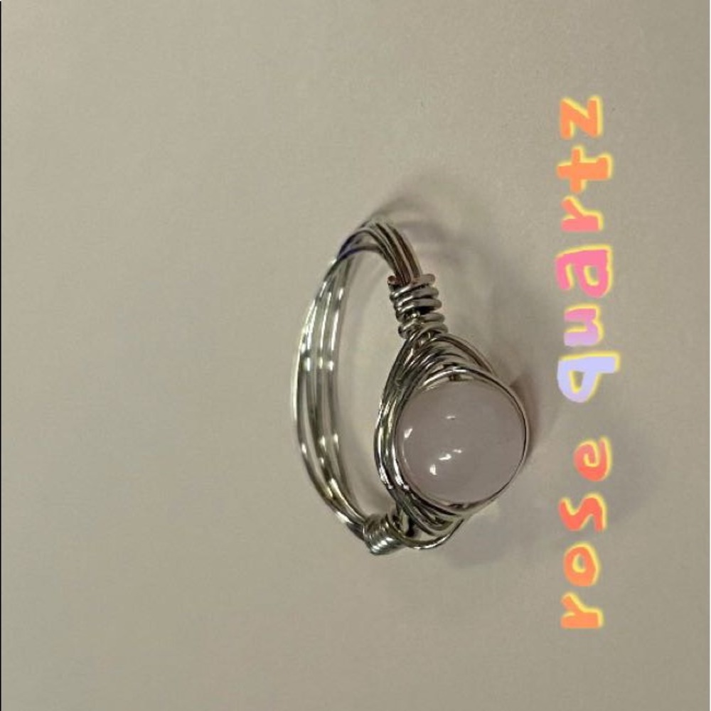 rose quartz & maroon beaded rings